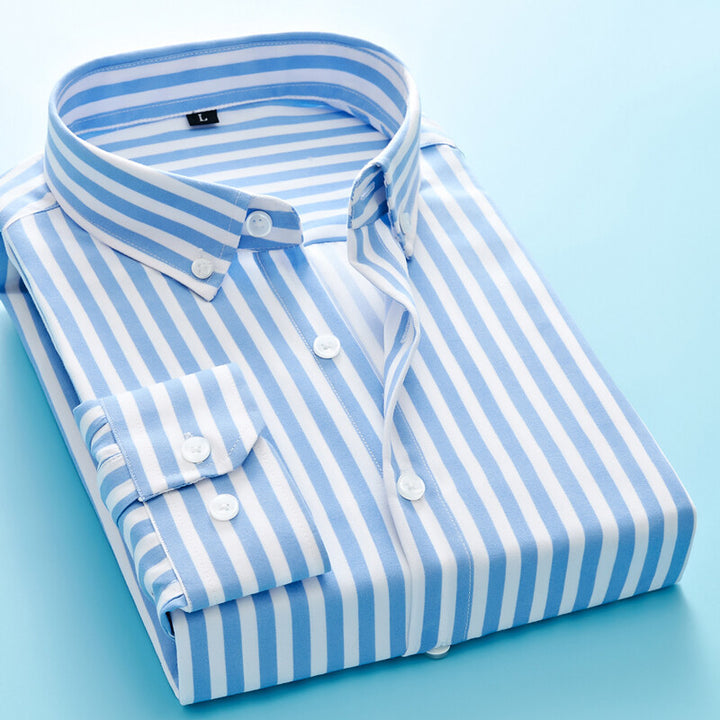 Men's striped business shirt with button-down collar, chest pocket and easy-care cotton blend Mune Fashion