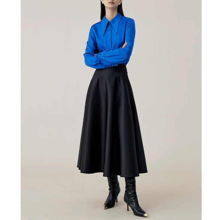 Women Elegant and Flowing Midi Skirt Mune Fashion