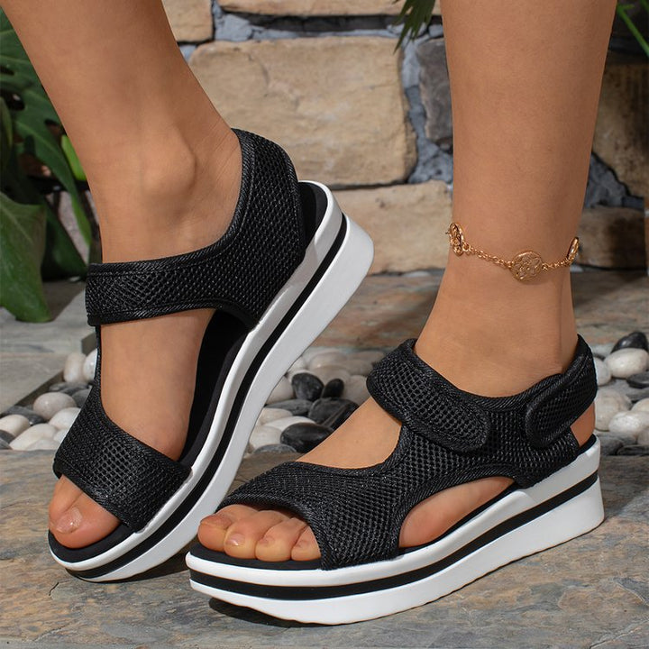 Damen Keil-Sandalen mit atmungsaktivem Mesh und verstellbaren Klettverschlüssen Mune Fashion