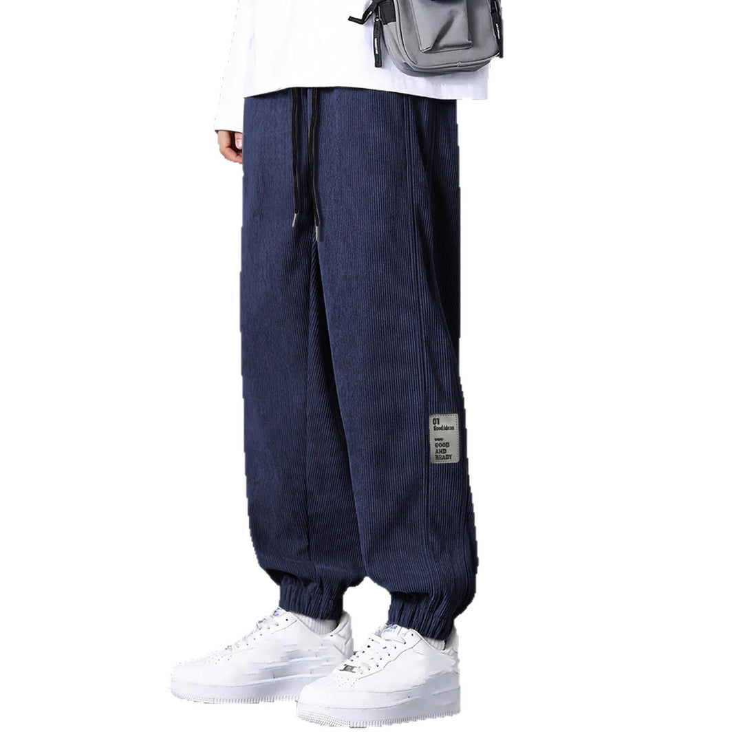 Men's nan Relax leisure pants made of fine wide cord structure with drawstring and elastic ankle cuffs Mune Fashion