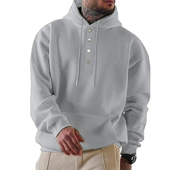 Men's Hoodie with Button Placket and Xxl Fit Mune