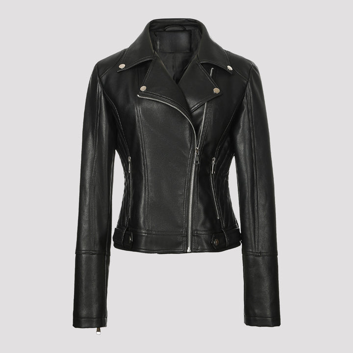 Ladies Trendy Biker Jacket made of high-quality Faux Leather Mune Fashion