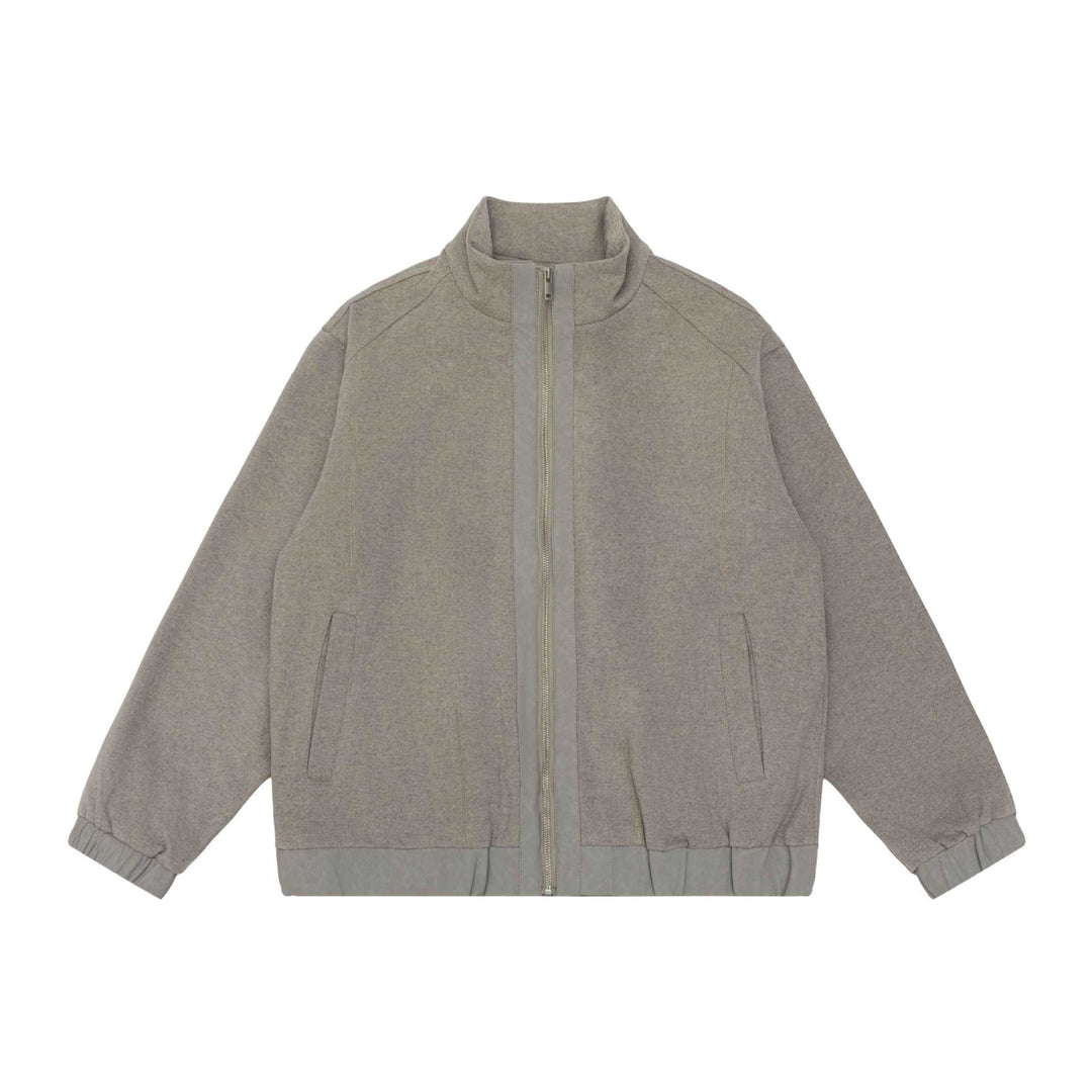 Unisex short jacket in boxy cut made of wool blend with funnel collar and zipper Mune Fashion