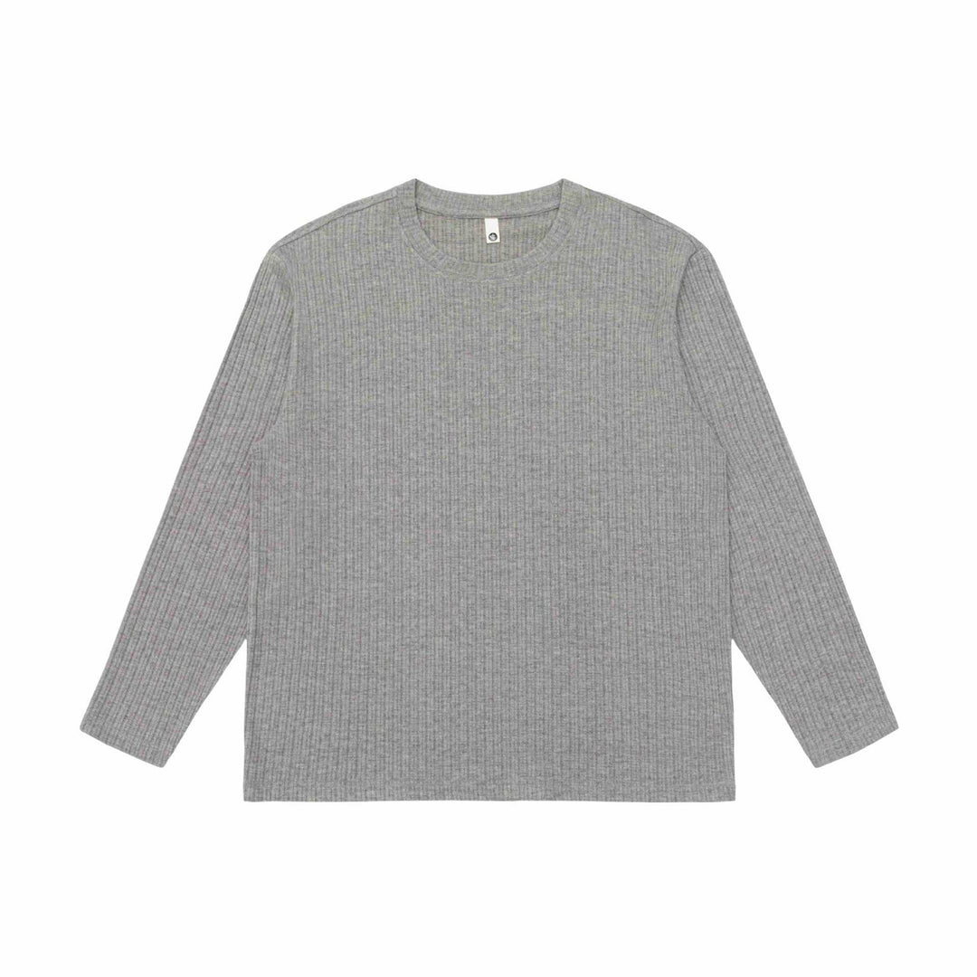 Unisex fine ribbed long sleeve shirt with round neckline and slightly oversized silhouette Mune Fashion