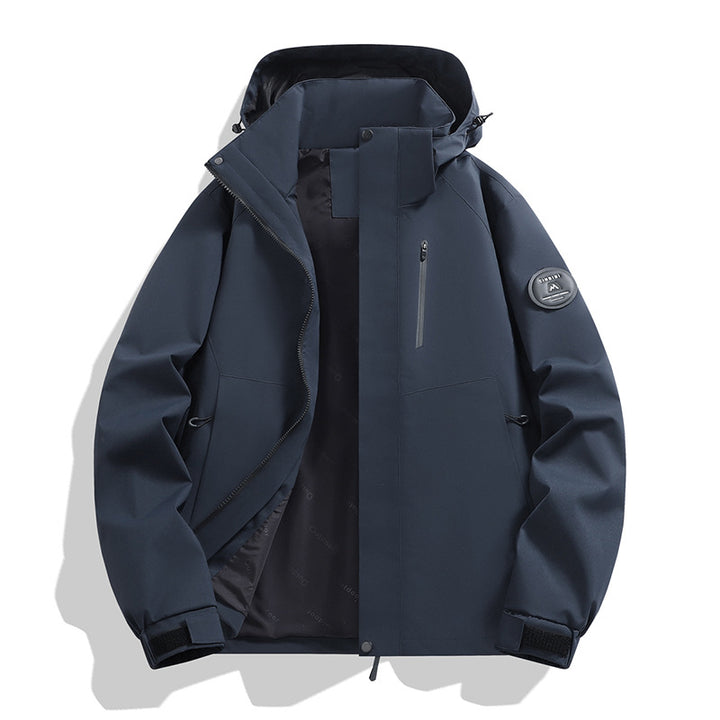 Men's softshell performance jacket with removable hood, concealed full-length zipper, and ergonomic cut Mune Fashion
