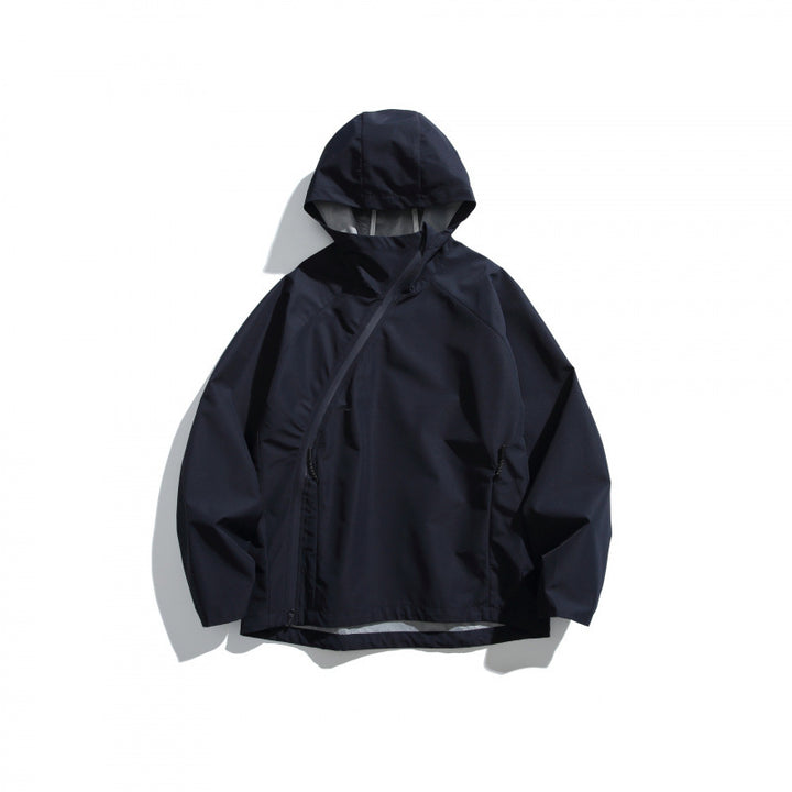 Unisex Lightweight Tech Rain Jacket with Asymmetrical Zipper Mune Fashion