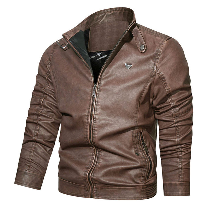 Men's Tailored Jeans Look Bomber Jacket with Stand Collar and Textured Quilting Mune Fashion