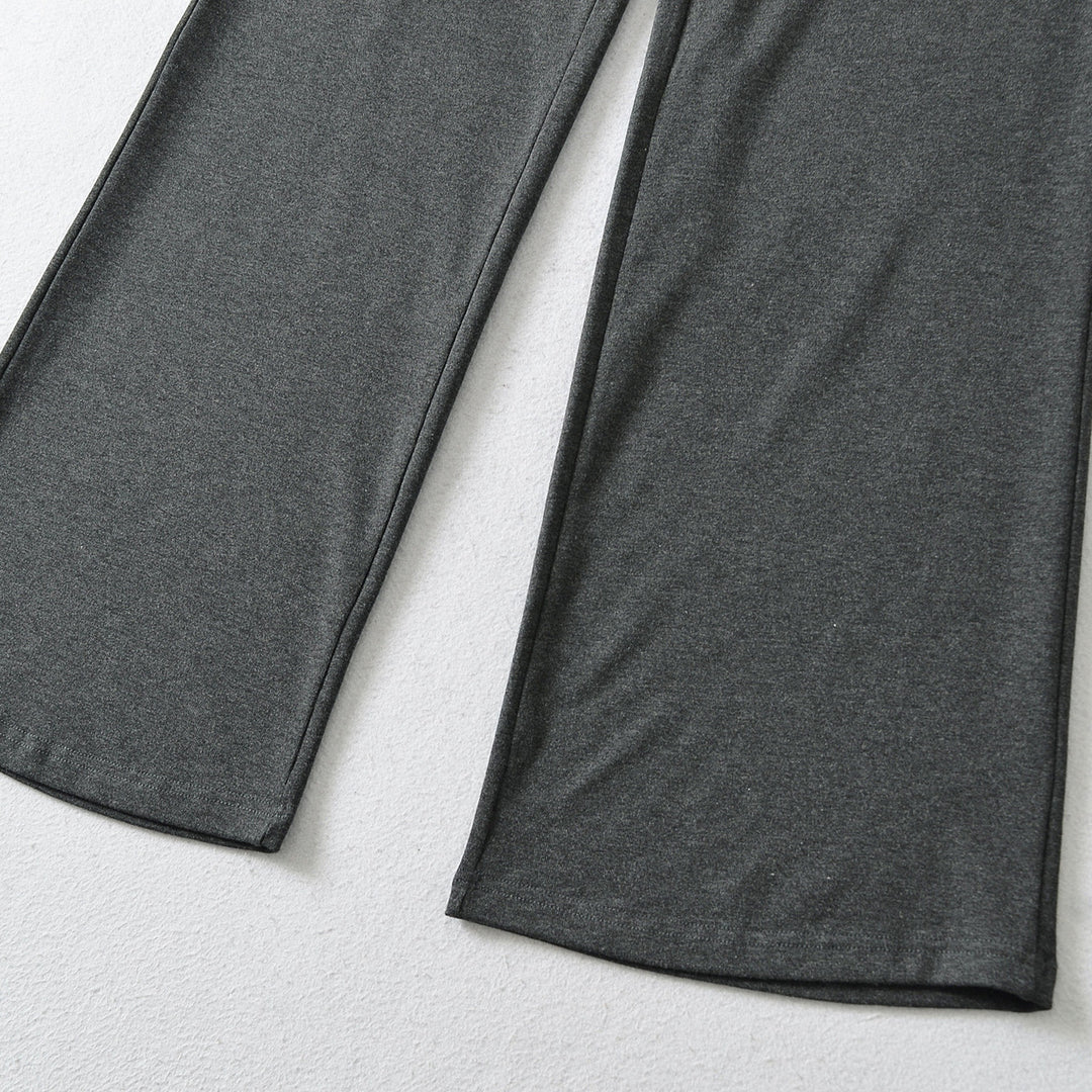 Women's Wide Jersey Lounge Pants with Folded Waistband and Drawstring Mune Fashion