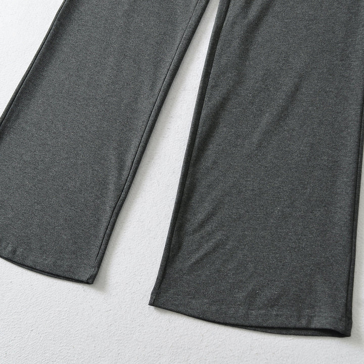 Women's Wide Jersey Lounge Pants with Folded Waistband and Drawstring Mune Fashion