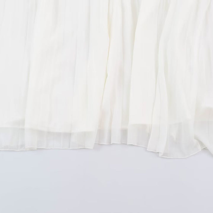 Women's Pleated Maxi Skirt made of Chiffon with Elastic Waistband Mune Fashion