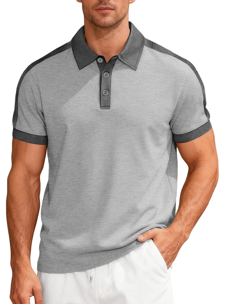 Men's nan Premium polo in retro contrast look with shirt collar and three-button placket Mune Fashion
