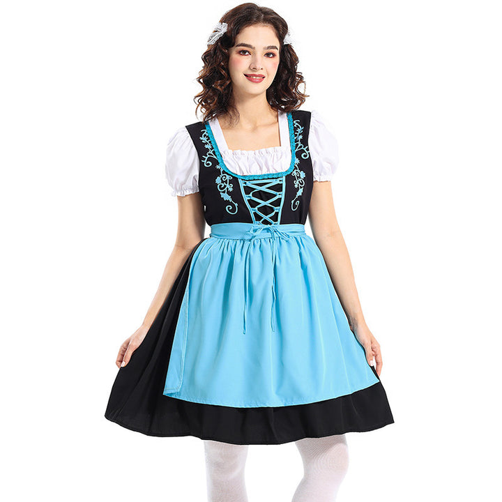 Women's traditional dirndl dress with decorative lacing and removable apron Mune Fashion