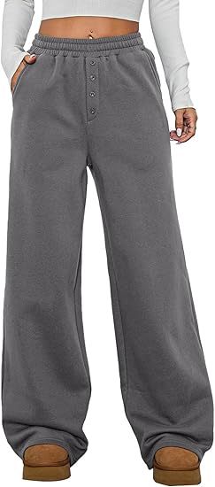Women's High-Waisted Fleece Lounge Pants with Wide Leg Mune Fashion
