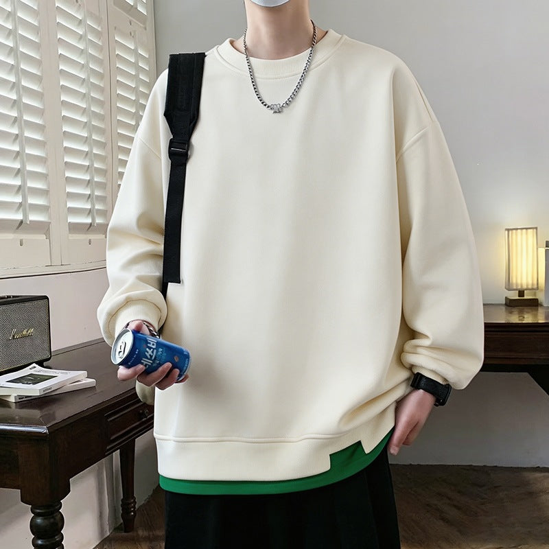 Men's Oversized sweatshirt with contrasting sleeves, round neck & label patch Mune Fashion