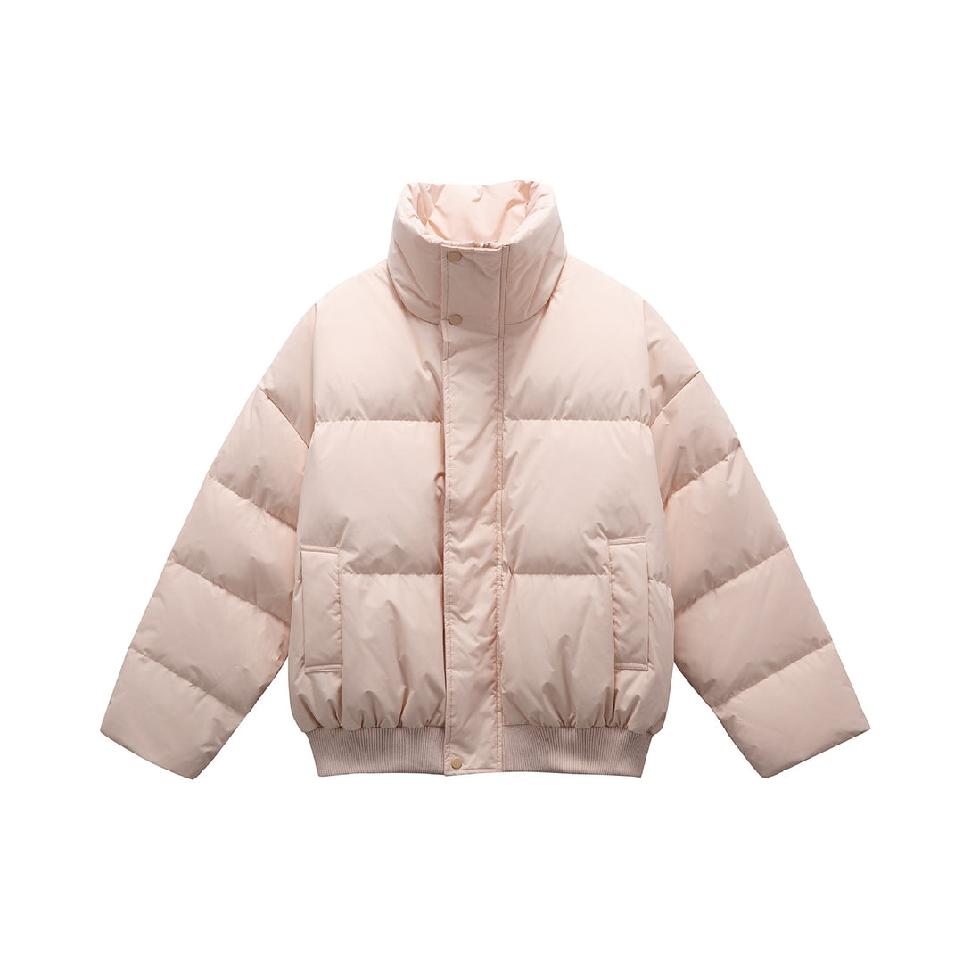 Unisex Boxy padded short jacket with high stand collar and elastic hem Mune Fashion