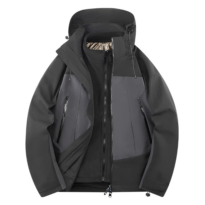 Men's two-layer softshell outdoor jacket with removable fleece inner layer, wind and water repellent Mune Fashion