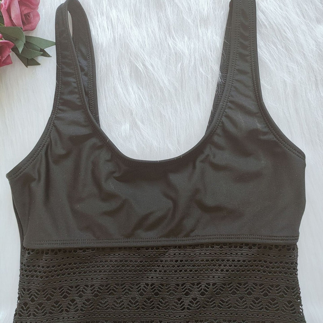 Ladies Elegant One-Piece Swimsuit with Lace Accents Mune Fashion