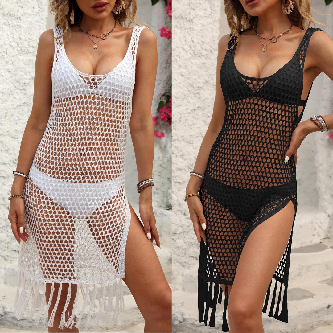 Ladies sexy net dress with fringes Mune Fashion