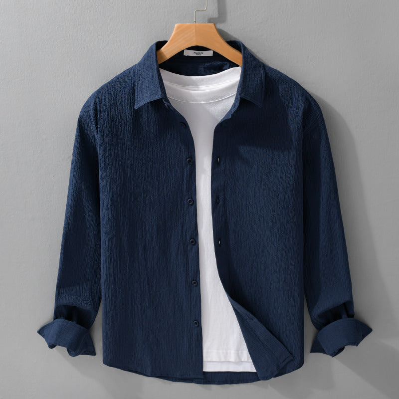Men's lightweight structured long-sleeve shirt in overshirt style with kent collar Mune Fashion