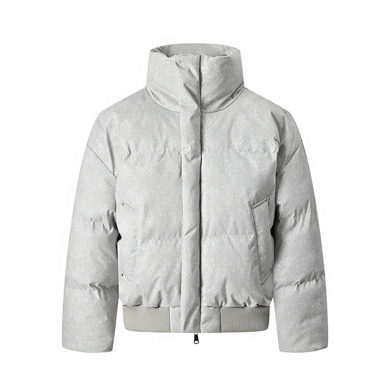 Men's short padded quilted jacket with high stand-up collar and matte structured optics Mune Fashion
