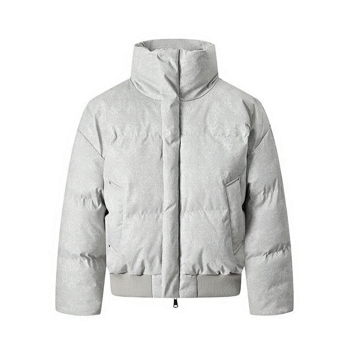 Men's short padded quilted jacket with high stand-up collar and matte structured optics Mune Fashion