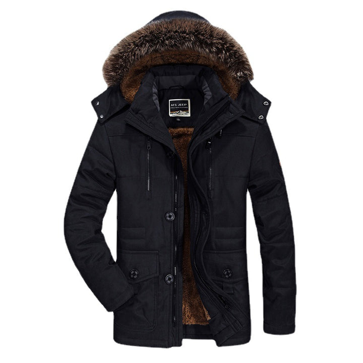 Men's thermo parka in field style with detachable faux fur hood and teddy fleece lining Mune Fashion
