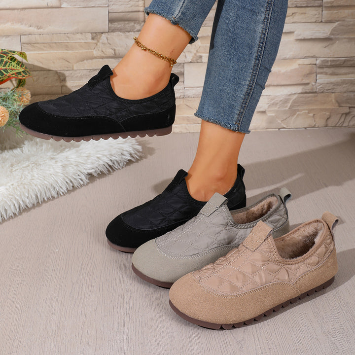 Women's Padded Quilted Slip-On Leisure Shoes with Non-Slip Profiling Sole Mune Fashion