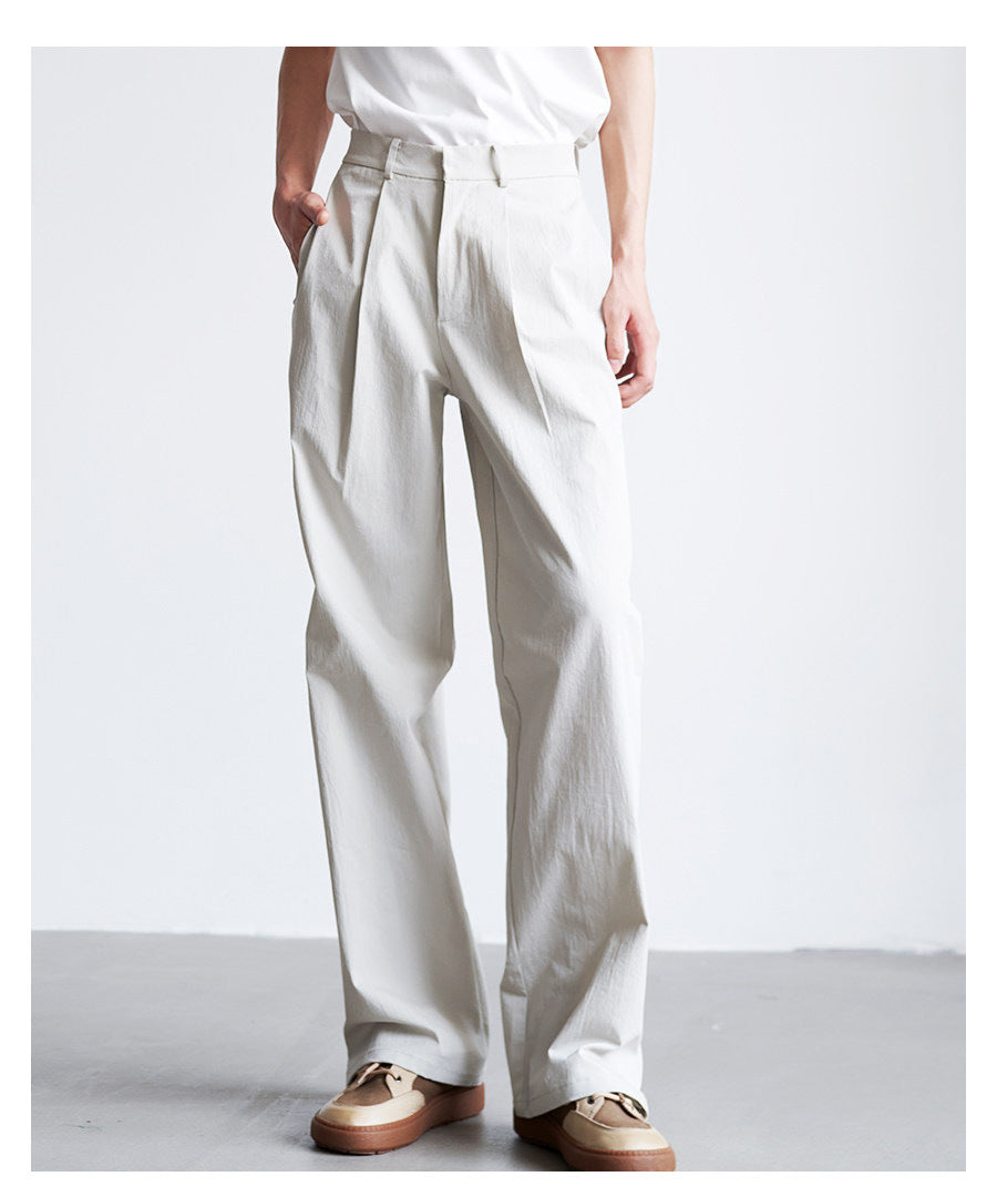 Men's wide high-waisted pleated trousers made of cotton blend Mune Fashion