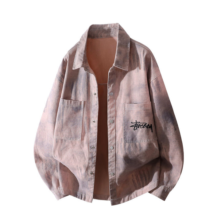 [Men] Oversized shirt jacket with all-over fade print, snap button closure & applied chest pockets Mune Fashion
