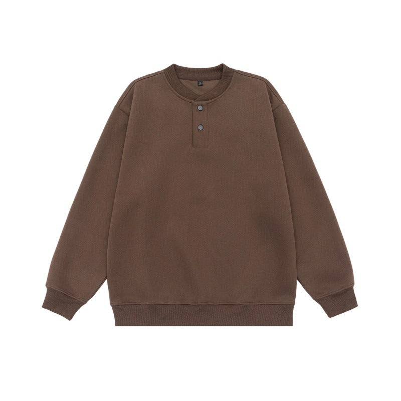 Unisex Loose-fit sweatshirt with half-button placket and ribbed cuffs Mune Fashion