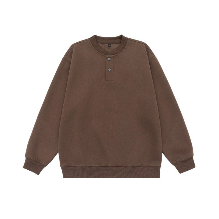 Unisex Loose-fit sweatshirt with half-button placket and ribbed cuffs Mune Fashion