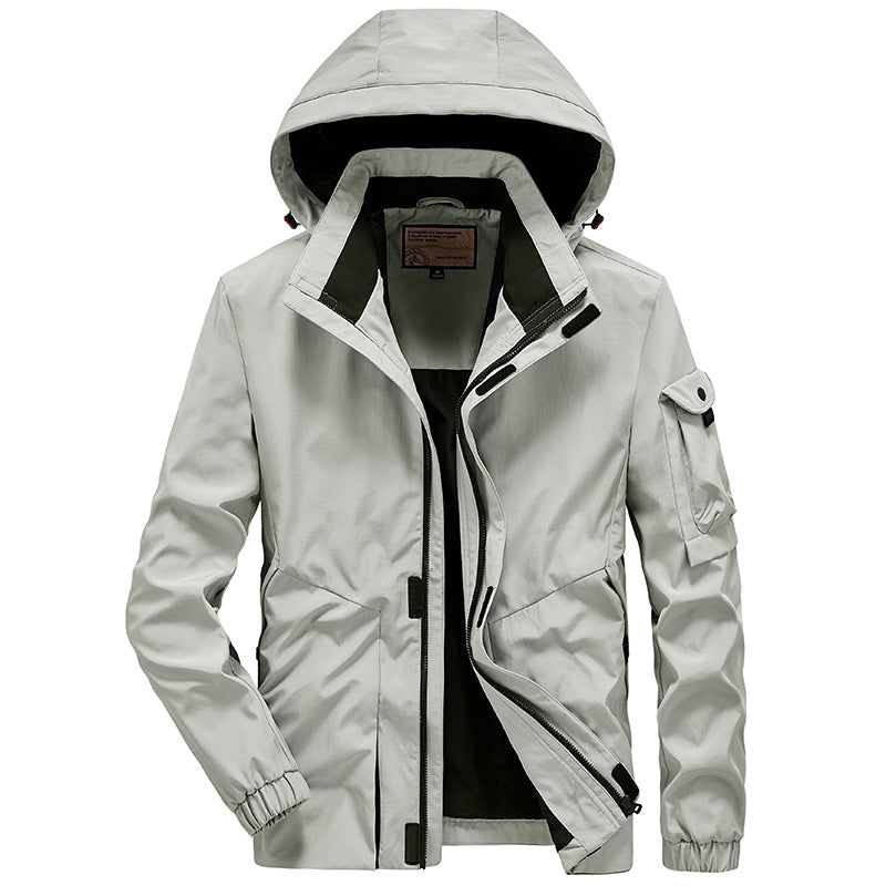 Men's Lightweight Multi-Functional Outdoor Wind Jacket with Hood and Sleeve Pocket Mune Fashion