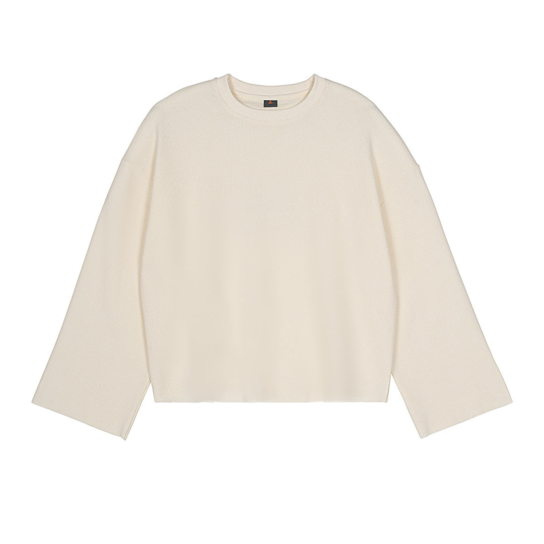 Men's Boxy Waffle Knit Sweater with Oversized Cut and Round Neck