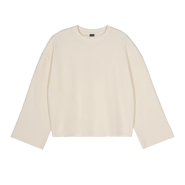 Men's Boxy Waffle Knit Sweater with Oversized Cut and Round Neck