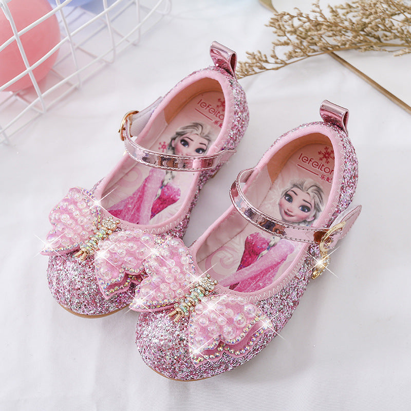 Girls Glittering Ballerinas with Bow Applications Mune Fashion
