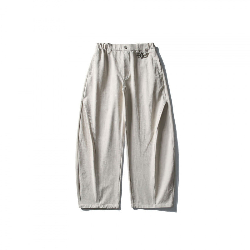 Men's Wide Utility Pants with Elastic Waistband and Distinctive Seam Panels Mune Fashion