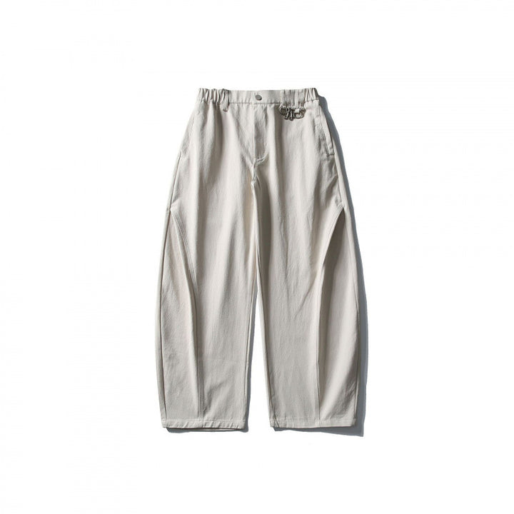 Men's Wide Utility Pants with Elastic Waistband and Distinctive Seam Panels Mune Fashion