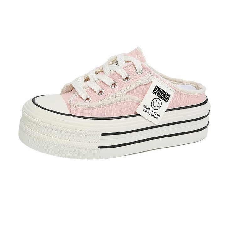 Women Trendy Platform Sneaker with Open Heel and Lacing Mune Fashion