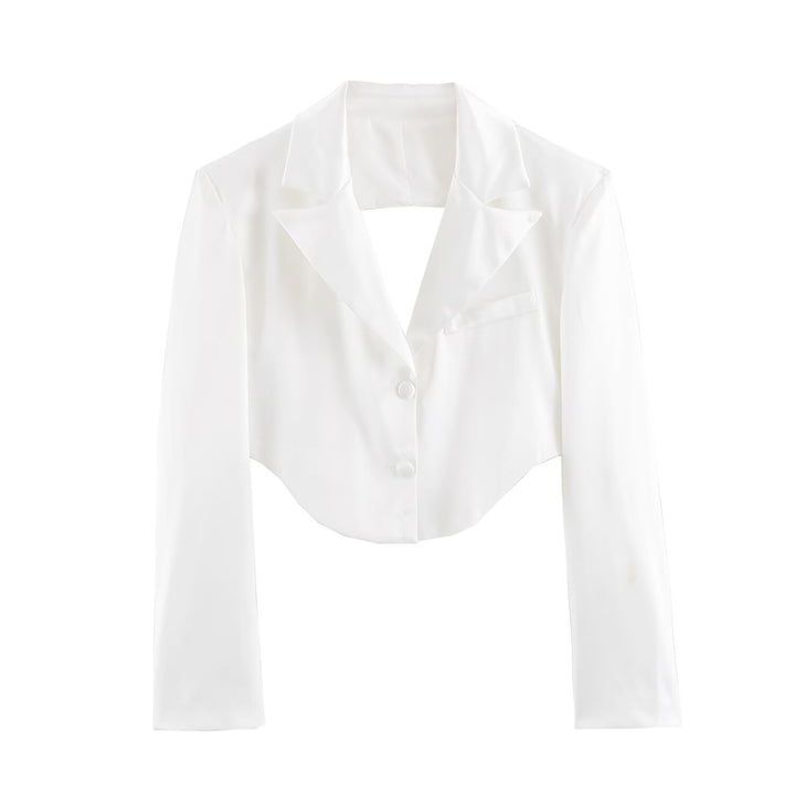 Women's Short Blazer-Bolero with Lapel Collar and Tailored Silhouette Mune Fashion