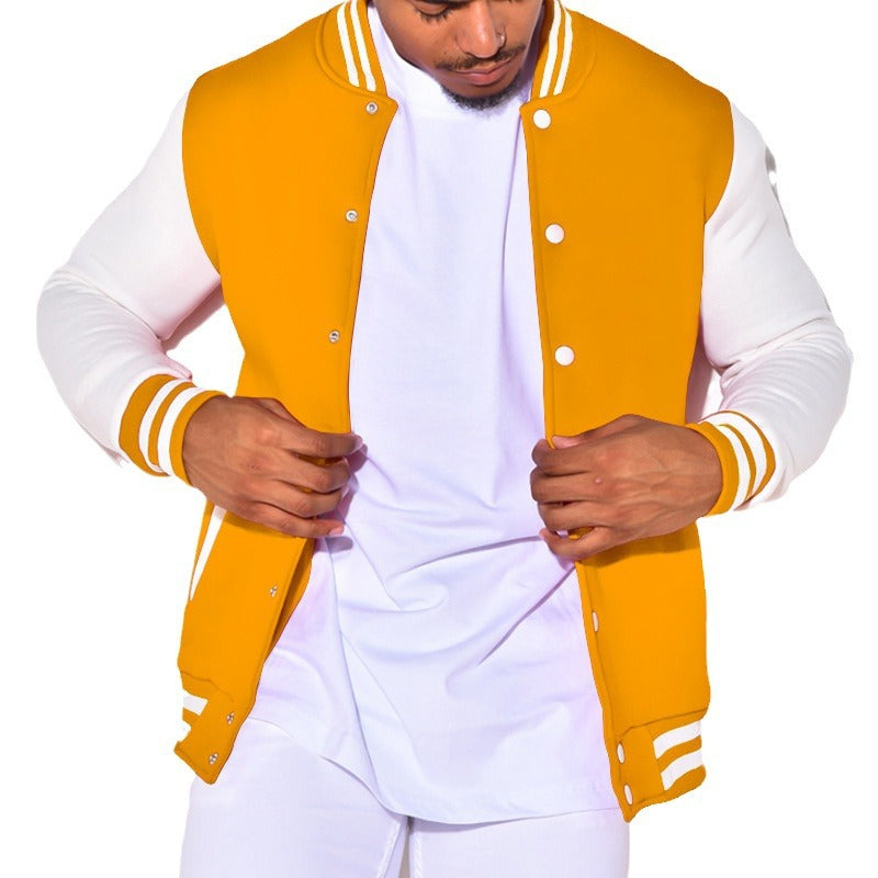 Men's Nano Retro Sports Bomber Jacket with Press Button Placket, Contrast Sleeves and Ribbed Cuffs Mune Fashion