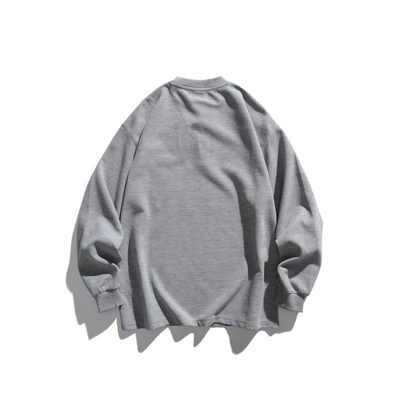 Unisex Oversize Waffle Henley with Raglan Sleeves and Chest Pocket Mune Fashion