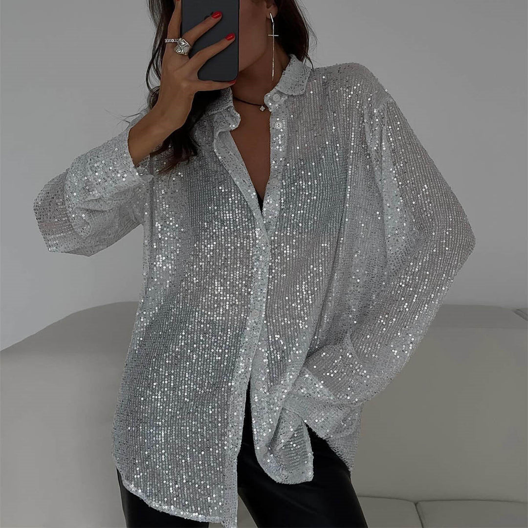 Women Glitter Plus Size Blouse Mune Fashion