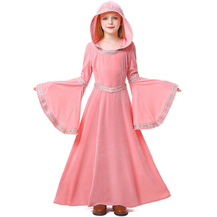 Girls Wizard Costume with Hood and Flared Sleeves Mune Fashion