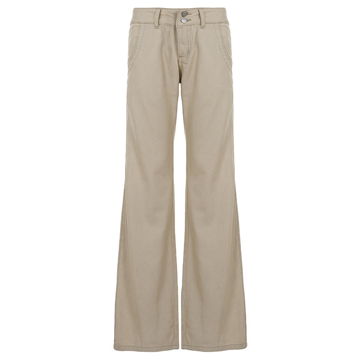 Women's nan high waist flared trousers with wide leg, high waist and belt loops Mune Fashion