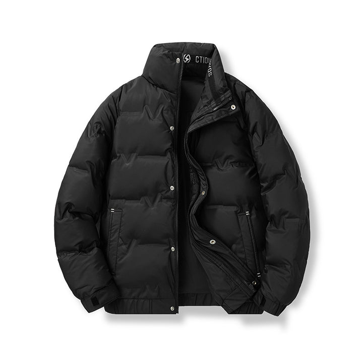 Men's padded quilted jacket with high collar and concealed zipper front Mune Fashion
