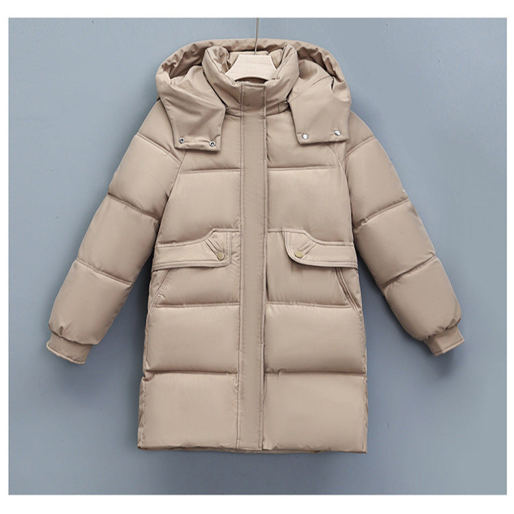 Women's long thermally insulated parka with removable hood, concealed zipper and flap pockets Mune Fashion