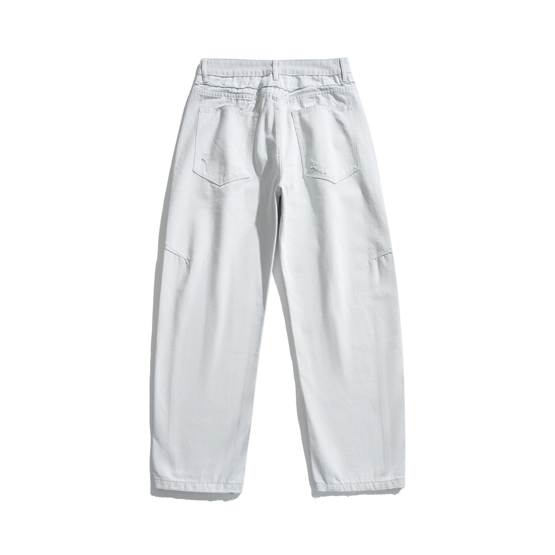 Women High-Waisted Relaxed-Fit Jeans with Visible Button Placket and Cargo Side Seams Mune Fashion