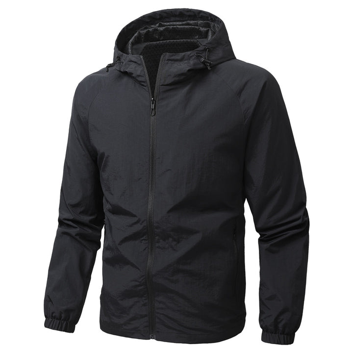 Men's Lightweight Hooded Windbreaker with Mesh Lining, Full-Length Zipper & Elastic Cuffs Mune Fashion