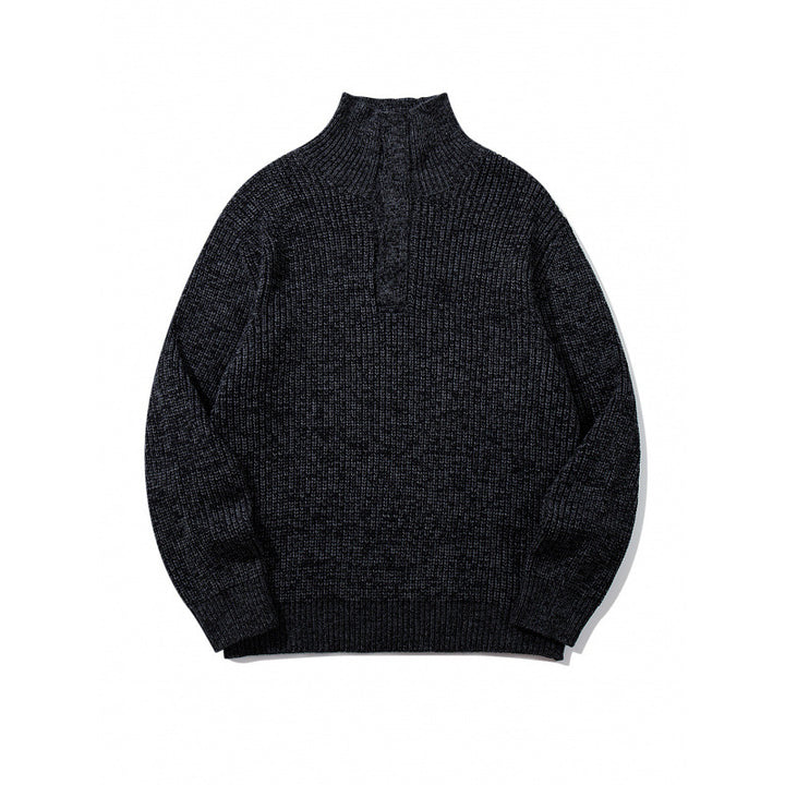 Unisex Thick Knitted Halfzip Sweater with Stand-Up Collar and Distinctive Ribbed Structure Mune Fashion
