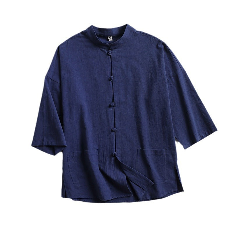Unisex Locker cut Linen-Cotton Jacket with Stand Collar Mune Fashion